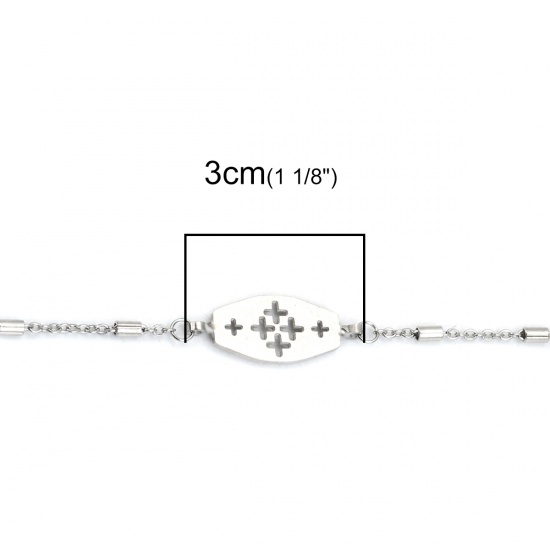 Picture of 304 Stainless Steel Bracelets Silver Tone Oval Cross 20cm(7 7/8") long, 1 Piece