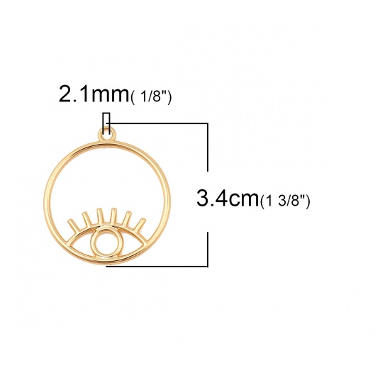 Immagine di Lega di Zinco Ciondoli Tondo Oro Placcato Occhi 3.4cm x 3cm , 10 Pz