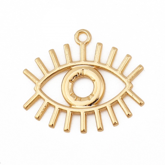 Picture of Zinc Based Alloy Charms Eye Gold Plated 26mm(1") x 22mm( 7/8"), 10 PCs