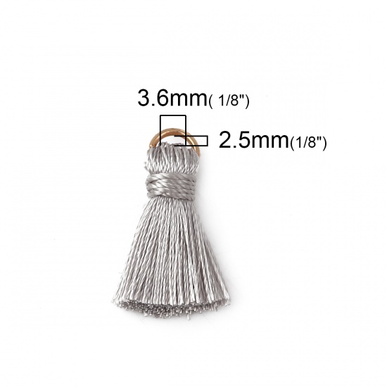 Picture of Rayon Tassel Charms Gold Plated French Gray 22mm( 7/8") long - 21mm( 7/8") long, 10 PCs