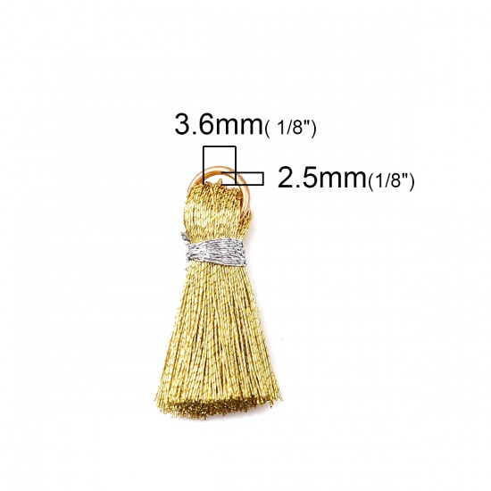Picture of Rayon Tassel Charms Gold Plated Golden 22mm( 7/8") long - 21mm( 7/8") long, 10 PCs