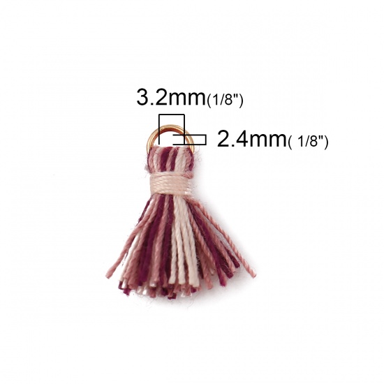 Picture of Cotton Tassel Charms Gold Plated Multicolor 19mm( 6/8") long - 18mm( 6/8") long, 20 PCs