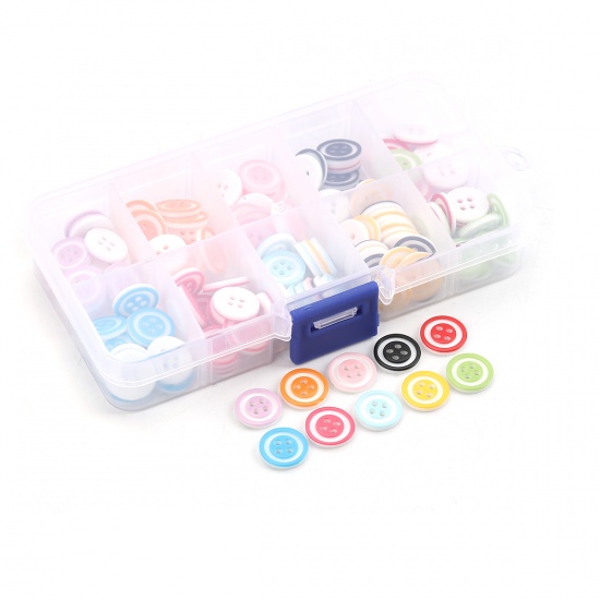 Picture of Acrylic Buttons Mixed Color Round 13mm Dia. - 12mm Dia., 1 Box (Approx 150 PCs/Box)