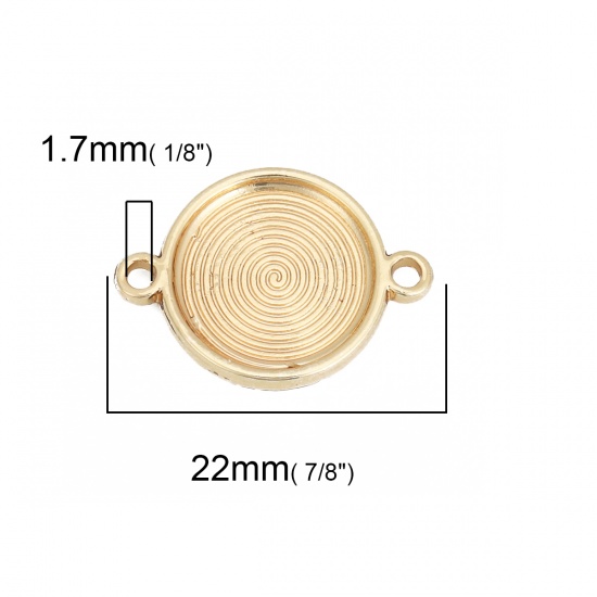 Immagine di Lega di Zinco Basi per Cabochon Connettore Tondo Oro Placcato Occhi Scolpito (Addetti 14mm) 22mm x 16mm, 10 Pz