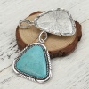 Picture of Zinc Based Alloy & Resin Boho Chic Pendants Triangle Antique Silver Color Green Blue Imitation Turquoise 72mm(2 7/8") x 52mm(2"), 2 PCs