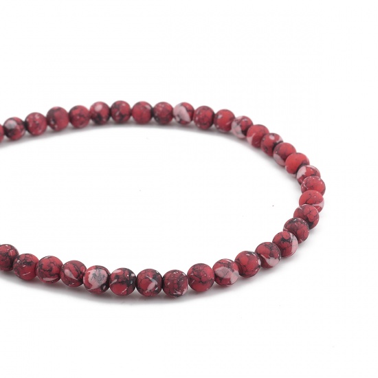 Picture of Glass Beads Round Dark Red Spot About 9mm Dia. - 8mm Dia, Hole: Approx 1.2mm, 79cm long, 2 Strands (Approx 103 PCs/Strand)