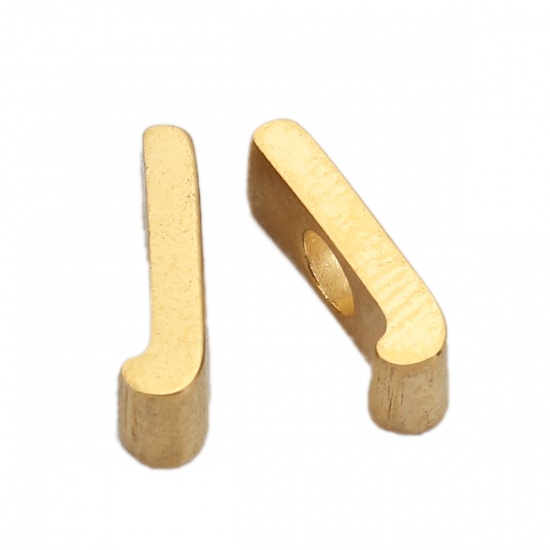 Picture of 304 Stainless Steel Spacer Beads Lowercase Letter Gold Plated " l " 9mm( 3/8") x 2mm( 1/8"), Hole: Approx 2.4mm, 1 Piece