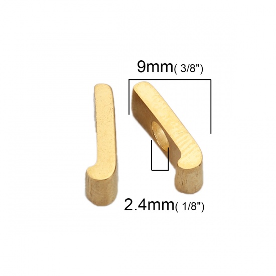 Picture of 304 Stainless Steel Spacer Beads Lowercase Letter Gold Plated " l " 9mm( 3/8") x 2mm( 1/8"), Hole: Approx 2.4mm, 1 Piece