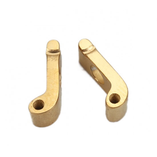 Picture of 304 Stainless Steel Spacer Beads Lowercase Letter Gold Plated " j " 10mm( 3/8") x 3mm( 1/8"), Hole: Approx 2.4mm, 1 Piece