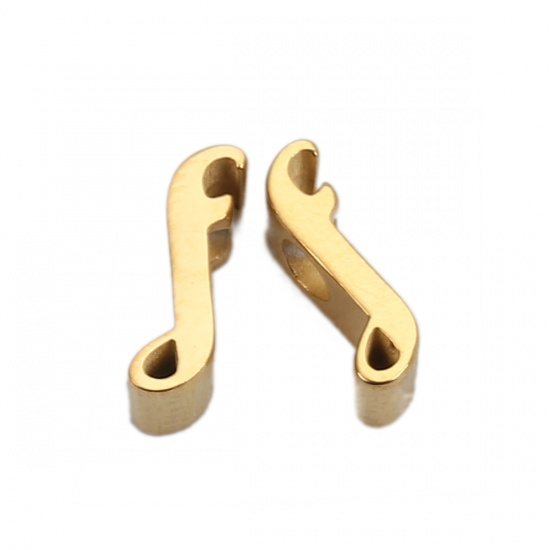 Picture of 304 Stainless Steel Spacer Beads Lowercase Letter Gold Plated " f " 10mm( 3/8") x 3mm( 1/8"), Hole: Approx 2.4mm, 1 Piece