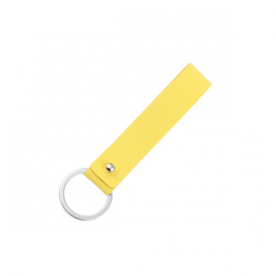 Bild von Zinlegierung & PU Schlüsselkette & Schlüsselring Gelb 13cm x 2cm, 5 Stück