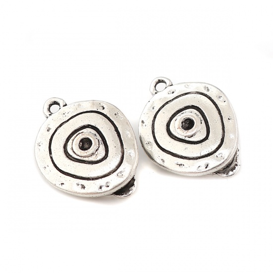 Picture of Zinc Based Alloy Ear Clips Earrings Findings Oval Antique Silver Color W/ Loop (Can Hold ss6 Pointed Back Rhinestone) 19mm x16mm - 19mm x15mm, 4 PCs
