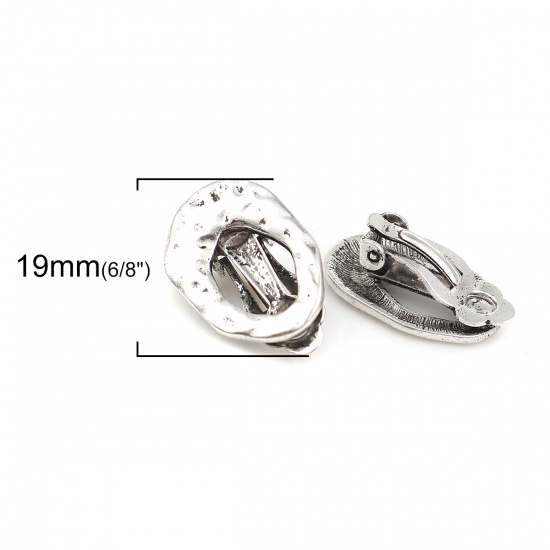 Immagine di Lega di Zinco clip orecchio Ovale Argento Antico 19mm x 14mm, 4 Pz