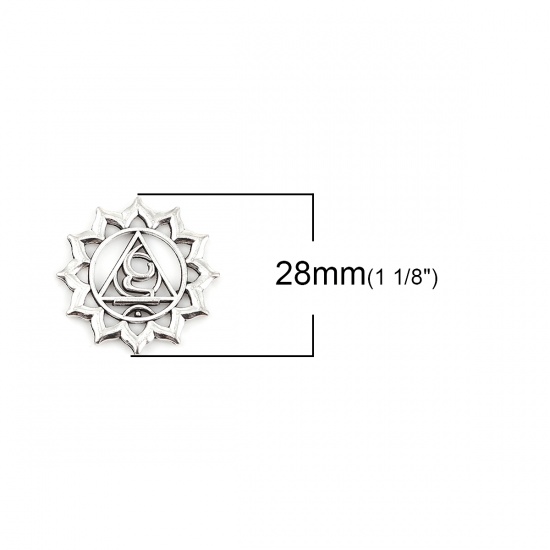 Image de Breloques Yoga en Alliage de Zinc Vishuddhi Argent Vieilli 28mm x 28mm, 10 Pcs