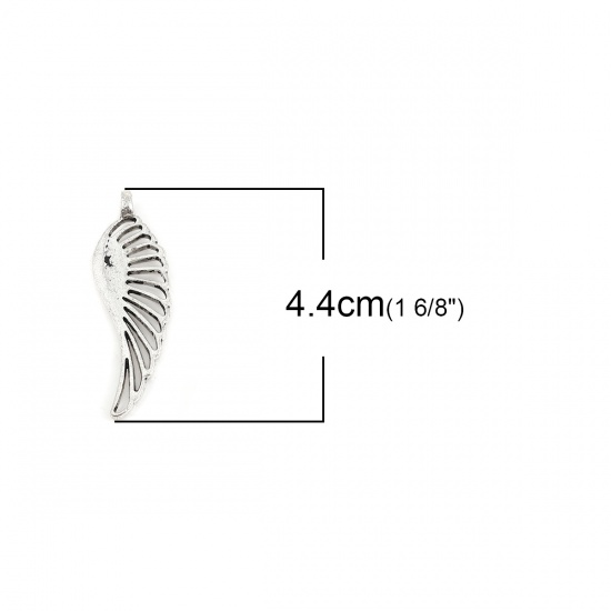 Picture of Zinc Based Alloy Pendants Feather Antique Silver 44mm(1 6/8") x 14mm( 4/8"), 20 PCs