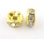 Immagine di Ottone Separatori Perline Tondo Piatto Oro Placcato Nulla Disegno Bianco Strass Circa 6mm Dia, Foro:Circa 1.5mm, 30 Pz