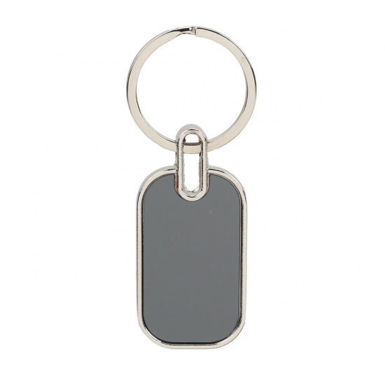 Bild von Zinklegierung Schlüsselkette & Schlüsselring Silberfarbe Metallgrau Rechteck 82mm x 28mm, 2 Stück
