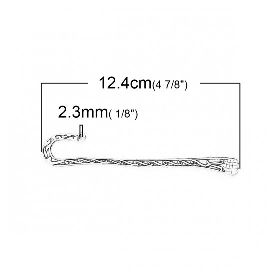Immagine di Lega di Zinco Segnalibro Argento Antico Onda W/ Loop 12.4cm x 2.1cm, 5 Pz