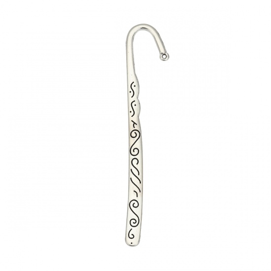 Picture of Zinc Based Alloy Bookmark Antique Silver W/ Loop Carved Pattern 11.8cm(4 5/8") x 2.6cm（1"）, 10 PCs