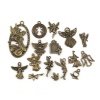 Image de Pendentifs en Alliage de Zinc Mixte Démon Bronze Antique Fée & Ange 4.7x2.6cm - 1x0.9cm, 1 Kit (16 Pcs/Kit)