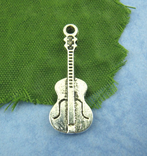 Image de 50 Pendentifs Charms violon,10x26mm