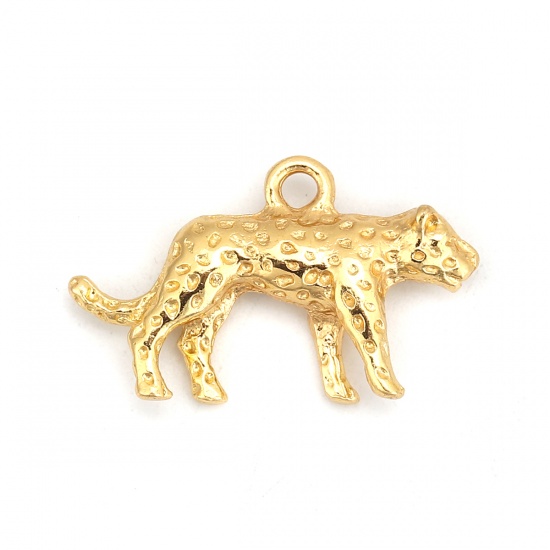 Picture of Zinc Based Alloy 3D Charms Leopard Gold Plated 25mm(1") x 15mm( 5/8"), 10 PCs