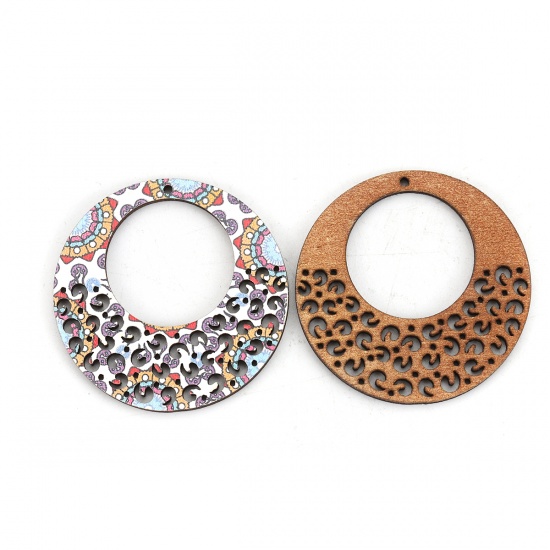 Image de Connecteurs en Bois Naturel Rond Multicolore 45mm Dia, 10 Pcs