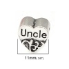 Bild von Zinklegierung Europäischer Stil Großlochperlen Herz Antiksilber Blumenrattan Geschnitzt Message " Uncle" etwa 11mm x 11mm, Loch:Ca 4.4mm, 10 Stück