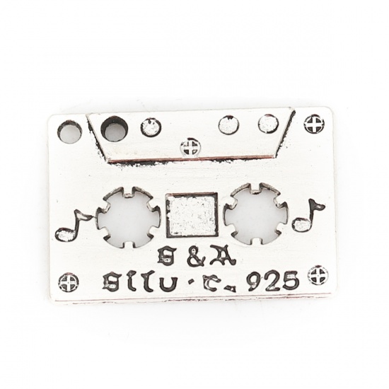 Picture of Zinc Based Alloy Charms Cassette Tape Antique Silver 29mm(1 1/8") x 20mm( 6/8"), 10 PCs