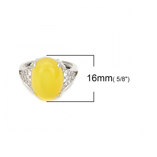 Immagine di Agata ( Naturale ) Regolabile Anello Tono Argento Giallo Ovale 18.1mm (taglia di US: 8), 1 Pz