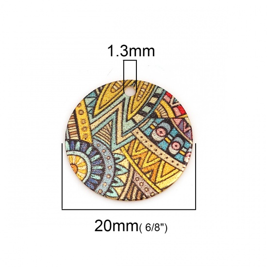 Изображение Цинковый Сплав Эмалированная Живопись Подвески Круглые Позолоченный Разноцветный Цветок Стардаст (для 20мм диаметр, 10 ШТ