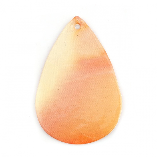 Picture of PU Leather Pendants Drop Light Orange 56mm(2 2/8") x 38mm(1 4/8"), 10 PCs