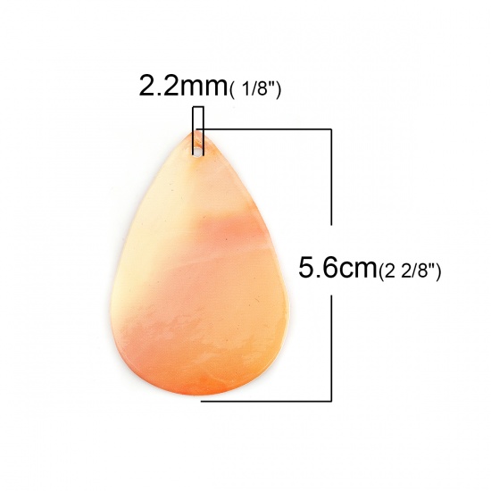 Picture of PU Leather Pendants Drop Light Orange 56mm(2 2/8") x 38mm(1 4/8"), 10 PCs