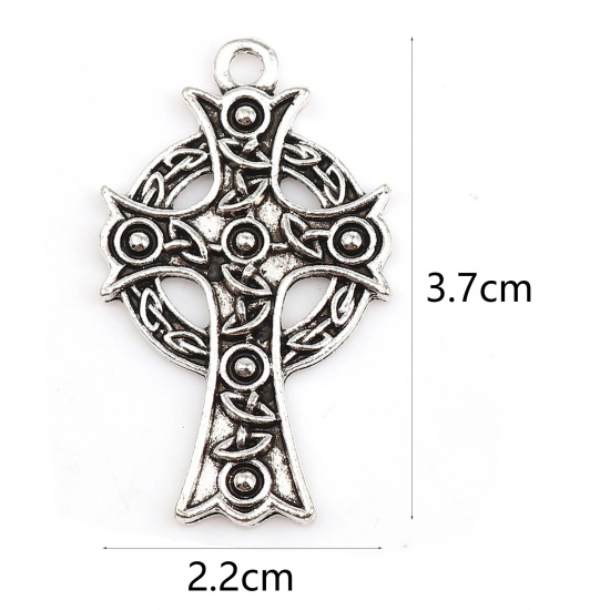 Изображение 10 ШТ Цинковый Сплав религия Подвески Античное Серебро Крест Кельтские узлы 37мм x 22мм