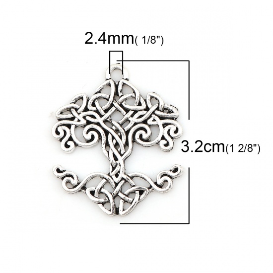 Picture of Zinc Based Alloy Celtic Knot Pendants Irregular Antique Silver Color 32mm(1 2/8") x 27mm(1 1/8"), 10 PCs