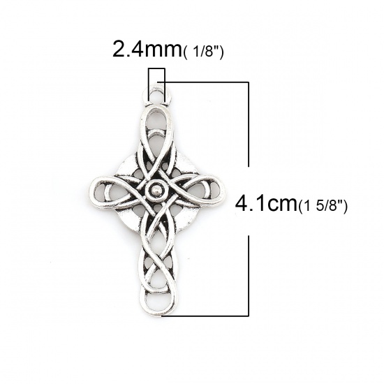 Изображение Кельтские Подвески Крест Античное Серебро Круглые 41мм x 23мм, 20 ШТ