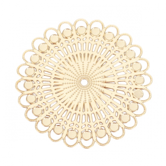 Immagine di Lega di Ferro Filigree Stamping Connettore Accessori Fiore Oro Placcato 32mm x 32mm, 10 Pz