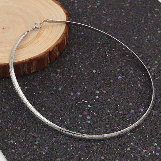 Immagine di 304 Acciaio Inossidabile Collana Girocollo Tono Argento 45.3cm Lunghezza, 1 Pz
