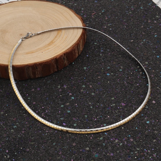 Picture of 304 Stainless Steel Collar Neck Ring Necklace Gold Plated & Silver Tone 46cm(18 1/8") long, 1 Piece