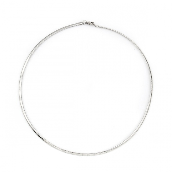 Immagine di 304 Acciaio Inossidabile Collana Girocollo Tono Argento 45.3cm Lunghezza, 1 Pz