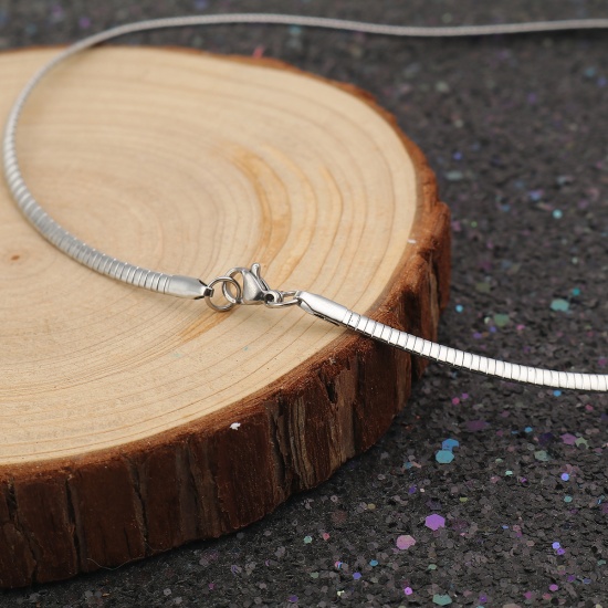 Immagine di 304 Acciaio Inossidabile Collana Girocollo Tono Argento 45.3cm Lunghezza, 1 Pz