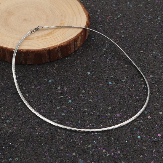Immagine di 304 Acciaio Inossidabile Collana Girocollo Tono Argento 45.3cm Lunghezza, 1 Pz