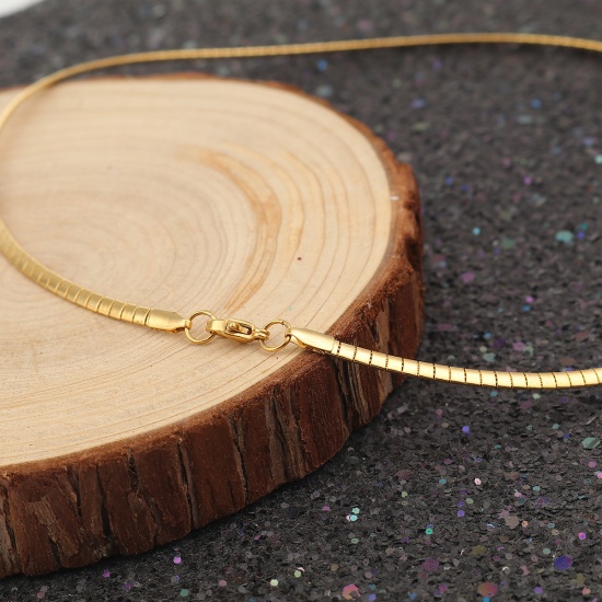 Picture of 1 Piece Vacuum Plating 304 Stainless Steel Collar Neck Ring Necklace For DIY Jewelry Making Gold Plated 45.3cm(17 7/8") long