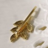 Picture of Pastoral Style Hair Clips Gold Plated Leaf 6.5cm, 1 Piece
