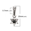 Picture of Zinc Based Alloy Charms Flower Antique Silver Black Rhinestone 20mm( 6/8") x 9mm( 3/8"), 5 PCs
