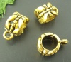 Picture of 50PCs Gold Tone Antique Gold Charms Bail Beads 6x12mm Big Hole