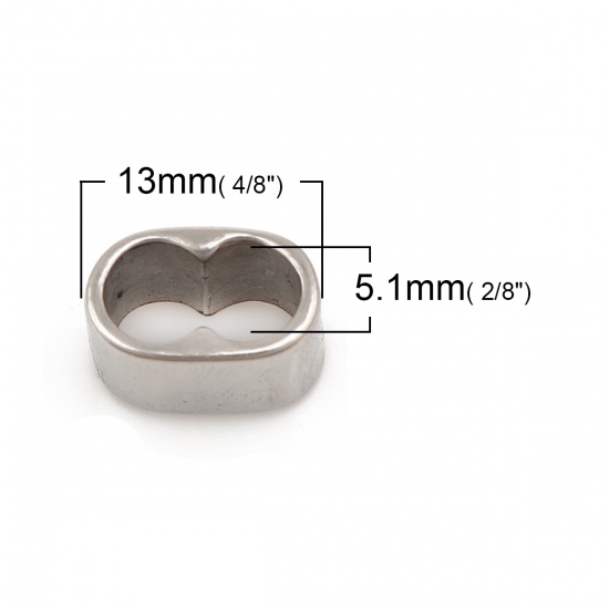 Bild von 316 Edelstahl Guss Perlen Zylinder Silberfarbe 13mm x 9mm, Loch: ca. 5.1mm, 1 Stück