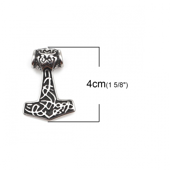 Picture of 316 Stainless Steel Casting Connectors Arrowhead Antique Silver Color Carved Pattern 4cm x 2.8cm, 1 Piece