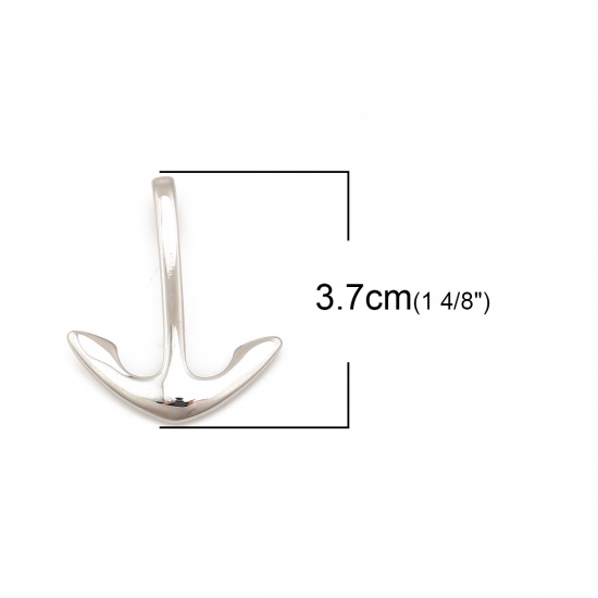 Immagine di 316 Acciaio inossidabile Colata Connettore Ancora Tono Argento 3.7cm x 3cm, 1 Pz