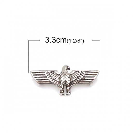 Picture of 316 Stainless Steel Casting Connectors Eagle Animal Silver Tone 3.3cm x 1.5cm, 1 Piece